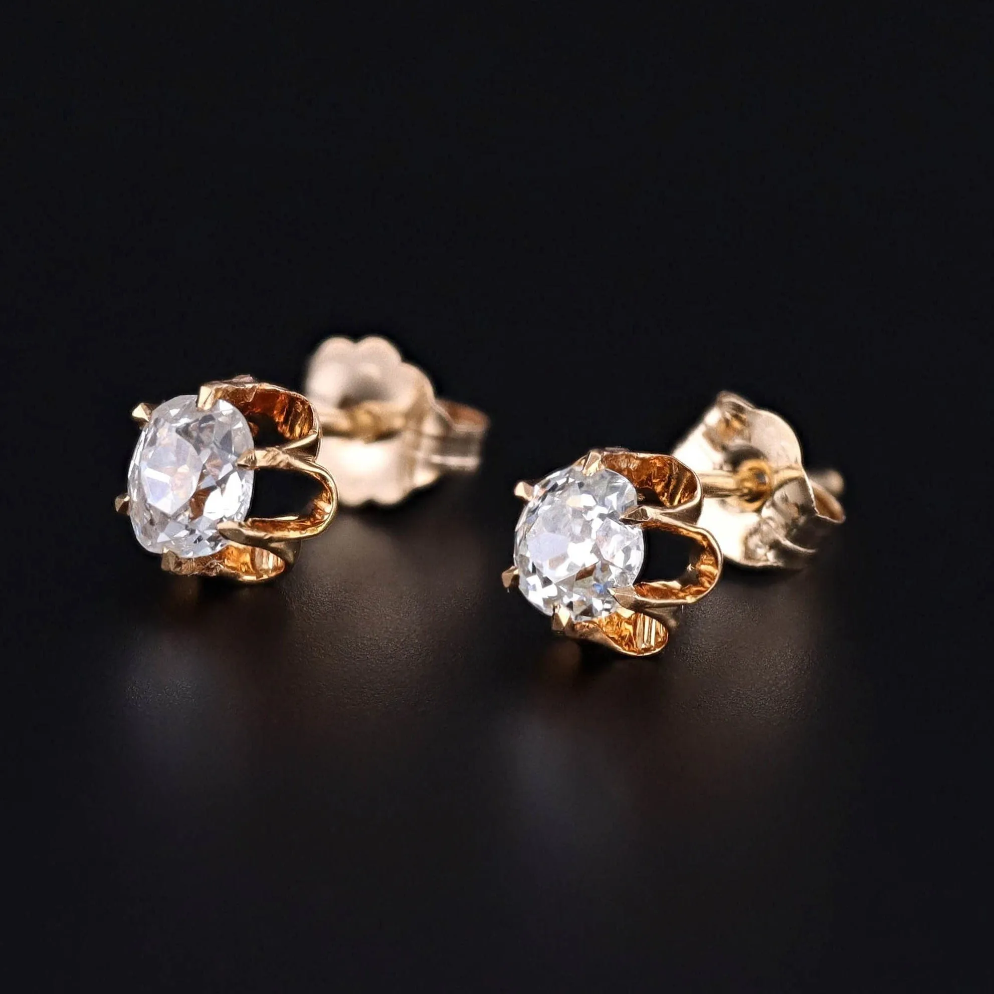 Old Mine Cut Diamond Conversion Earrings in 18k and 14k gold