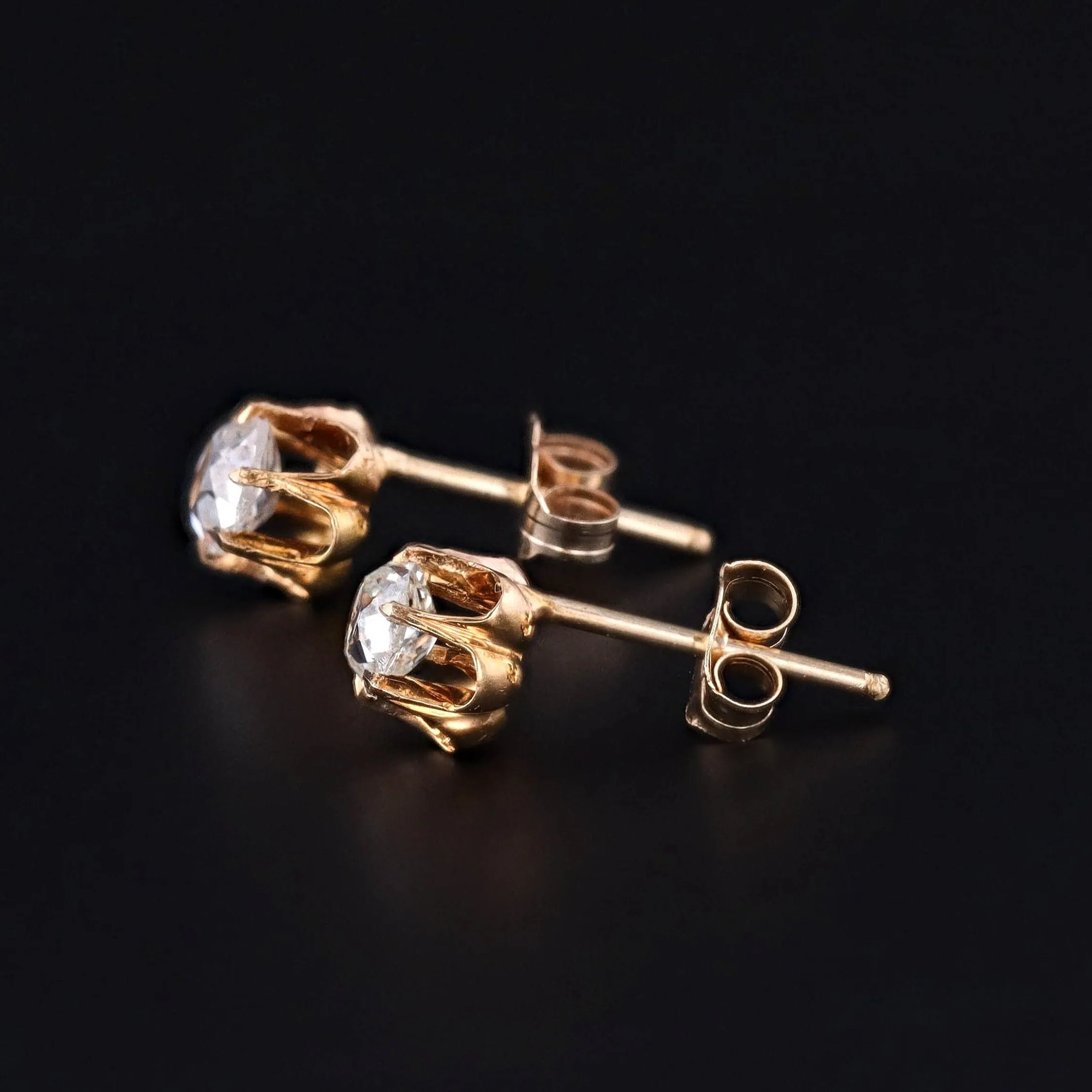 Old Mine Cut Diamond Conversion Earrings in 18k and 14k gold