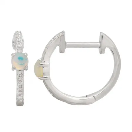 OPAL AND DIAMOND HUGGY HOOP EARRINGS