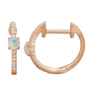 OPAL AND DIAMOND HUGGY HOOP EARRINGS