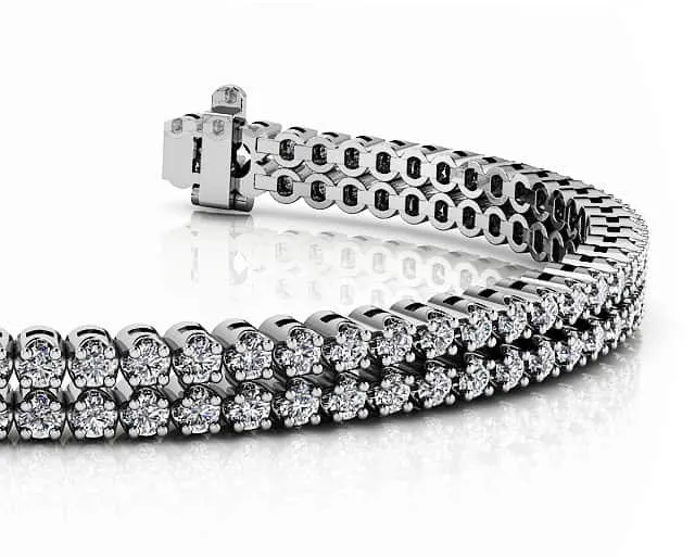 Opulent Double Row Diamond Tennis Diamond Bracelet with 3.50 ct.(finished) 1.8mm