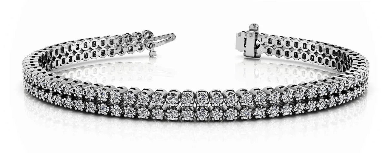 Opulent Double Row Diamond Tennis Diamond Bracelet with 3.50 ct.(finished) 1.8mm