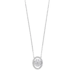 Oval Diamond Halo Pendant In14K White Gold (1/2 Ct. Tw.)