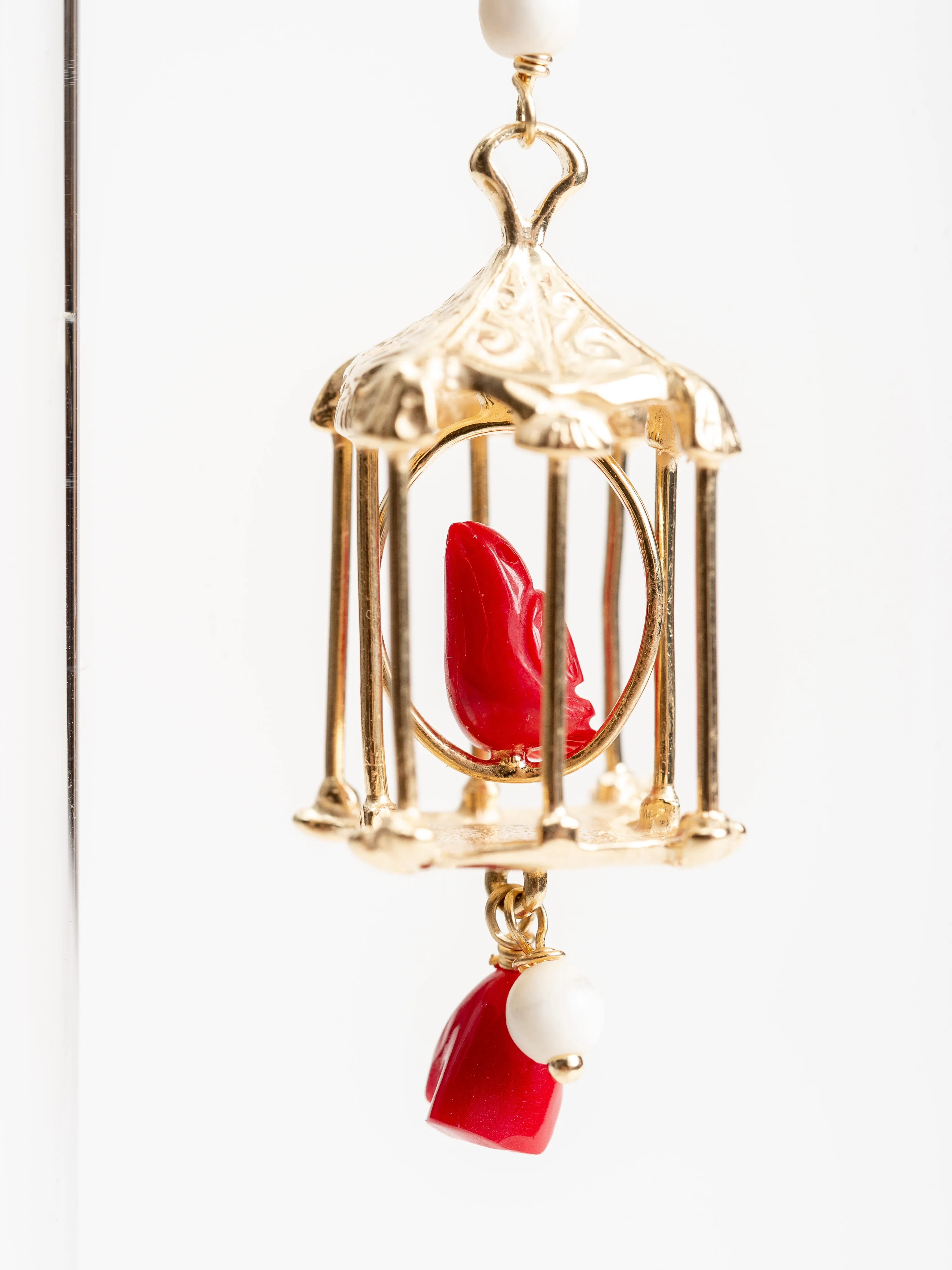pagoda earrings - ruby