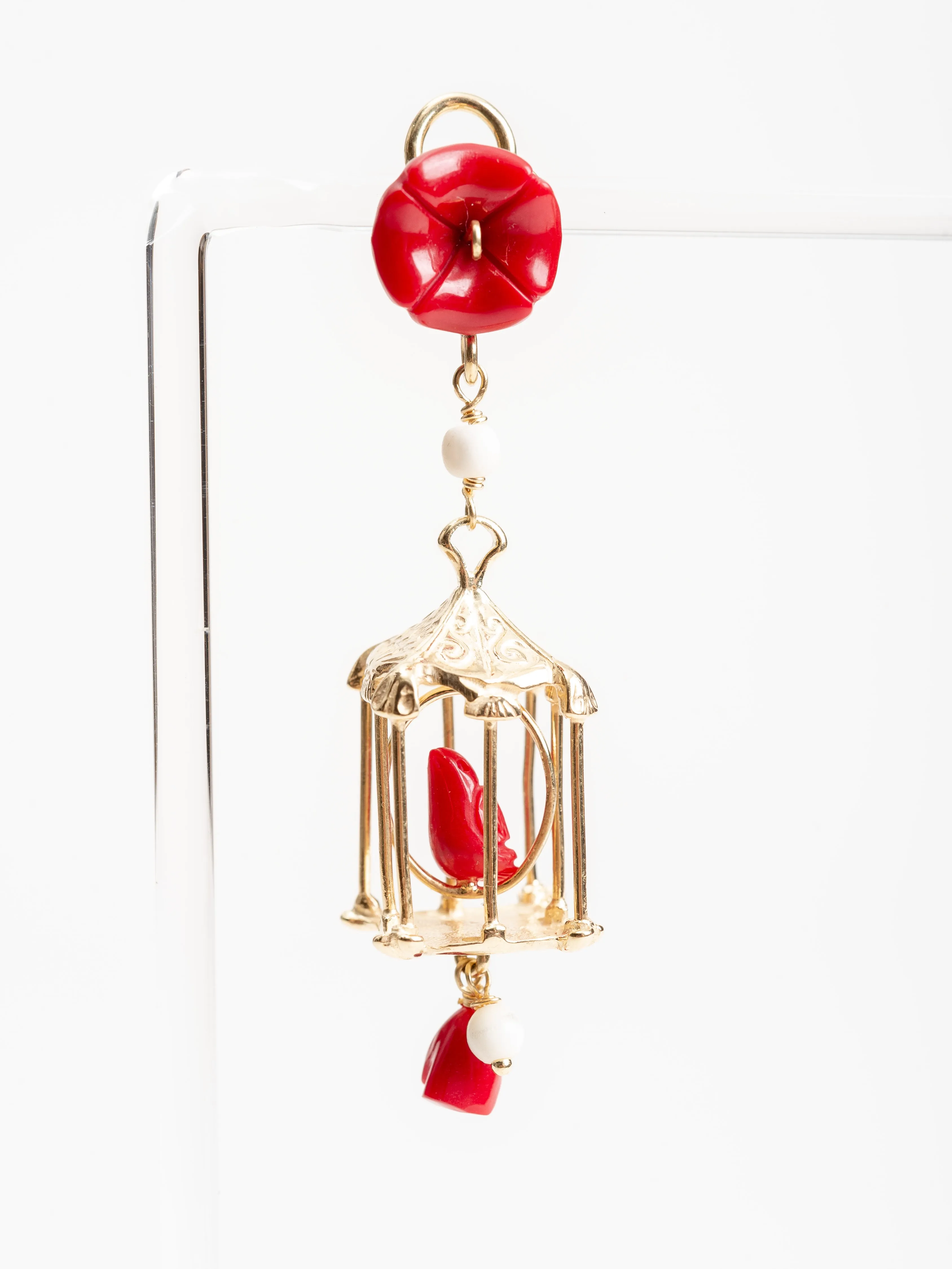 pagoda earrings - ruby