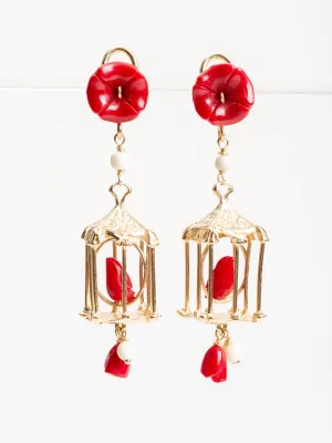 pagoda earrings - ruby