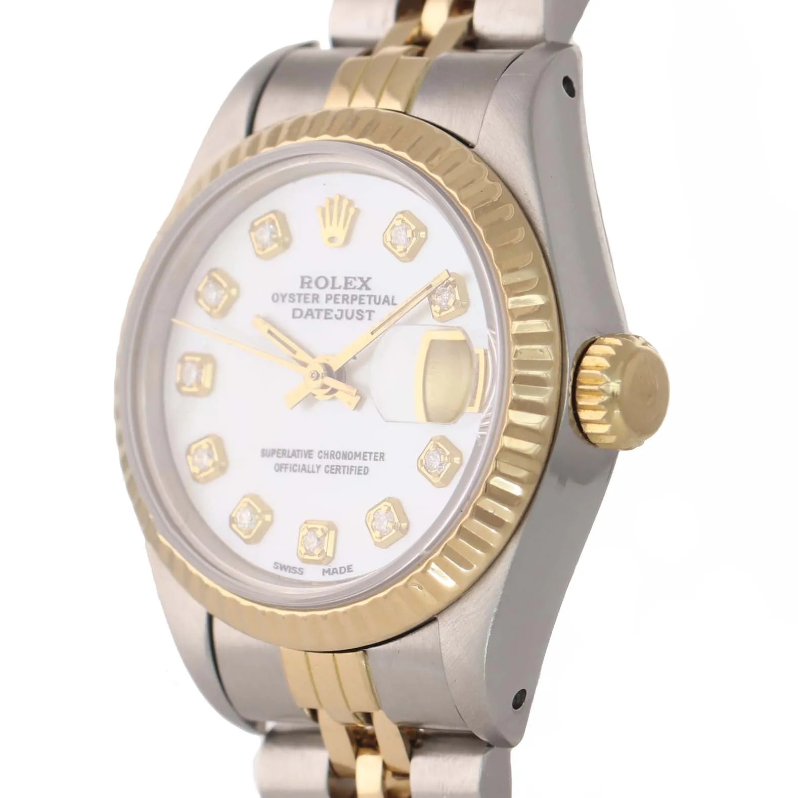 PAPERS Ladies Rolex 67193 Two Tone 18k Gold 26mm MOP Diamond Watch Box