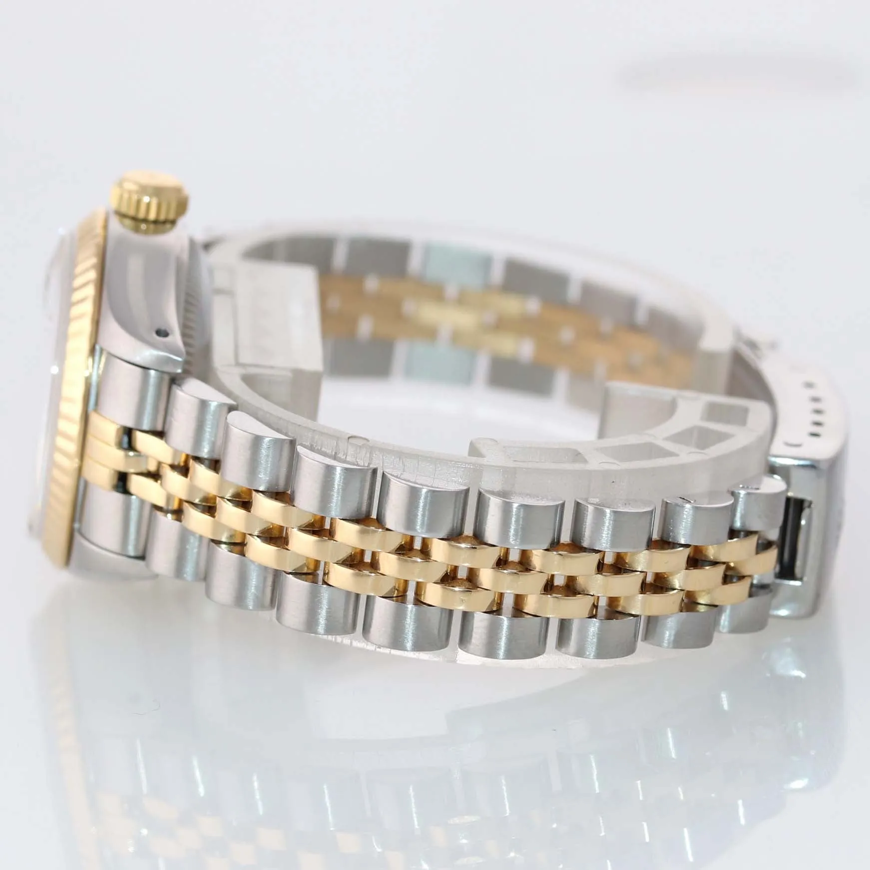 PAPERS Ladies Rolex 67193 Two Tone 18k Gold 26mm MOP Diamond Watch Box