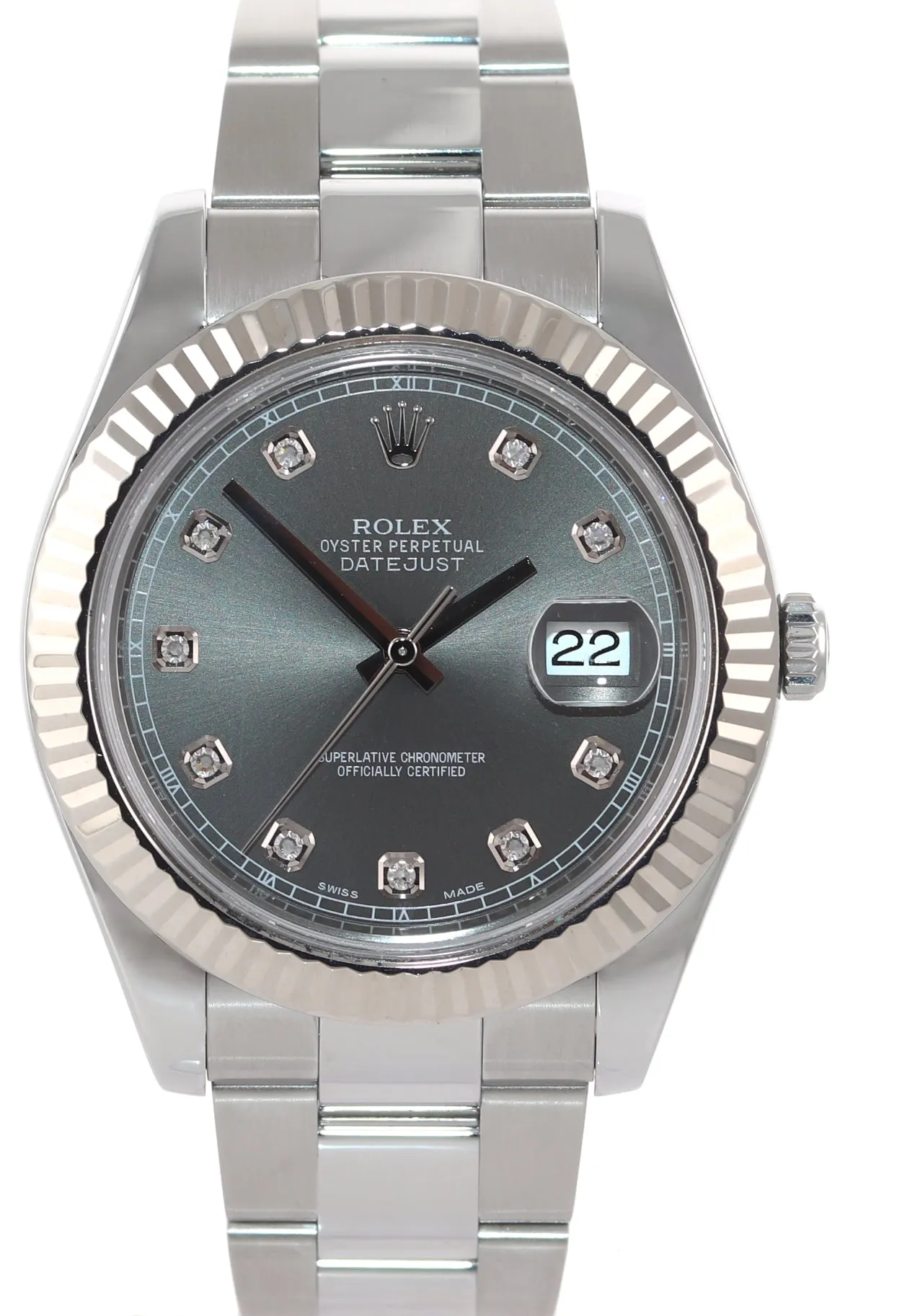 PAPERS Rolex Datejust 2 41MM Rhodium Diamond 116334 White Gold Watch Box