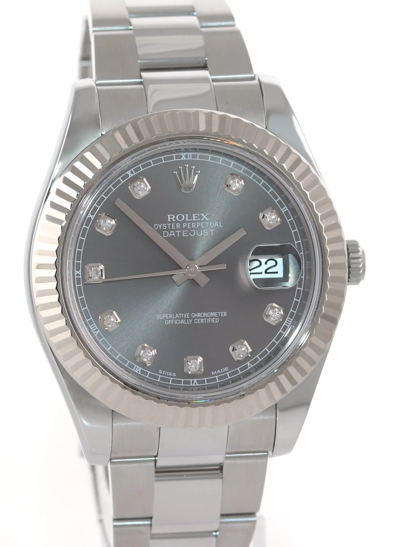 PAPERS Rolex Datejust 2 41MM Rhodium Diamond 116334 White Gold Watch Box