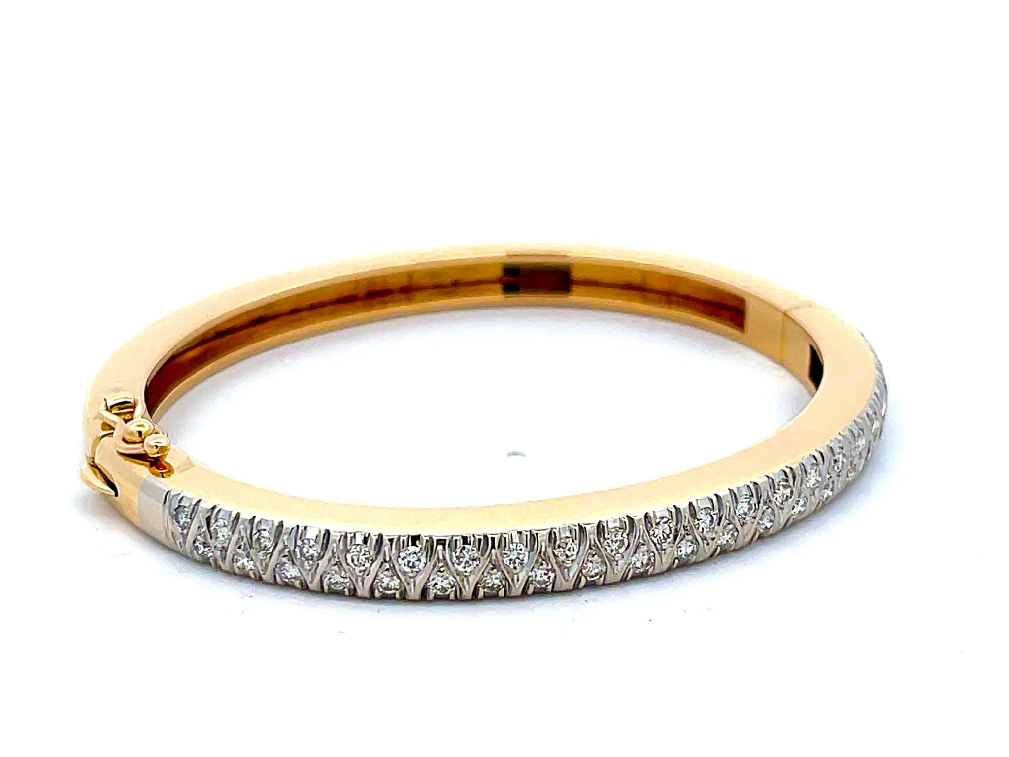 Pave Diamond Hinged Bangle in 14k Yellow Gold