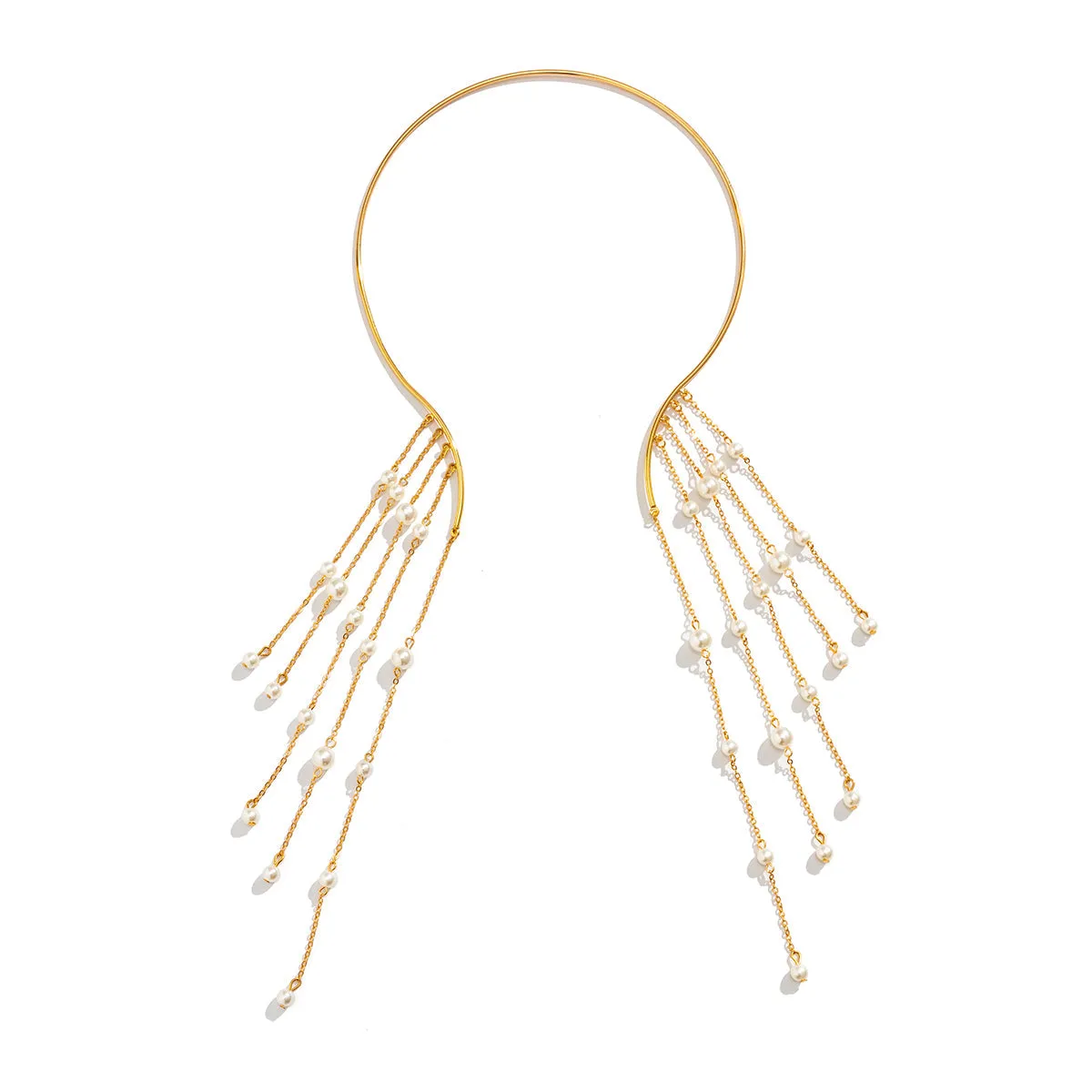 Pearl & 18K Gold-Plated Beaded Tassel Choker Necklace