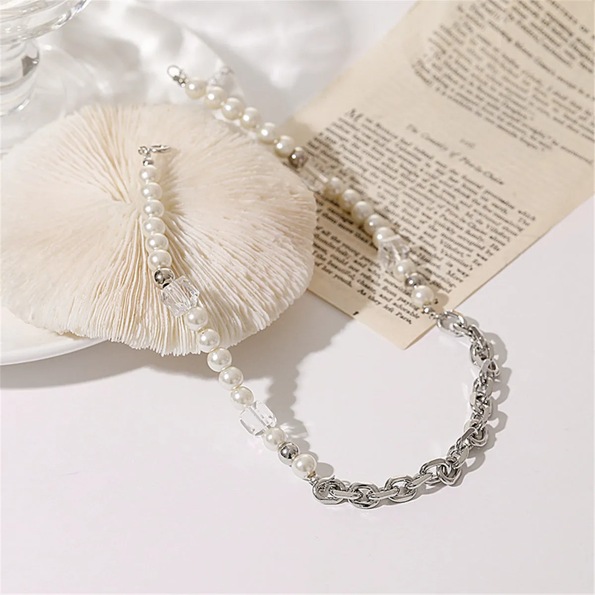 Pearl & Crystal Silver-Plated Cable Chain Beaded Necklace
