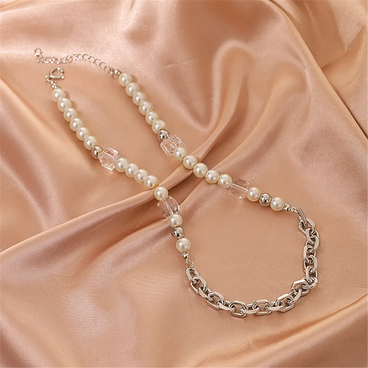 Pearl & Crystal Silver-Plated Cable Chain Beaded Necklace
