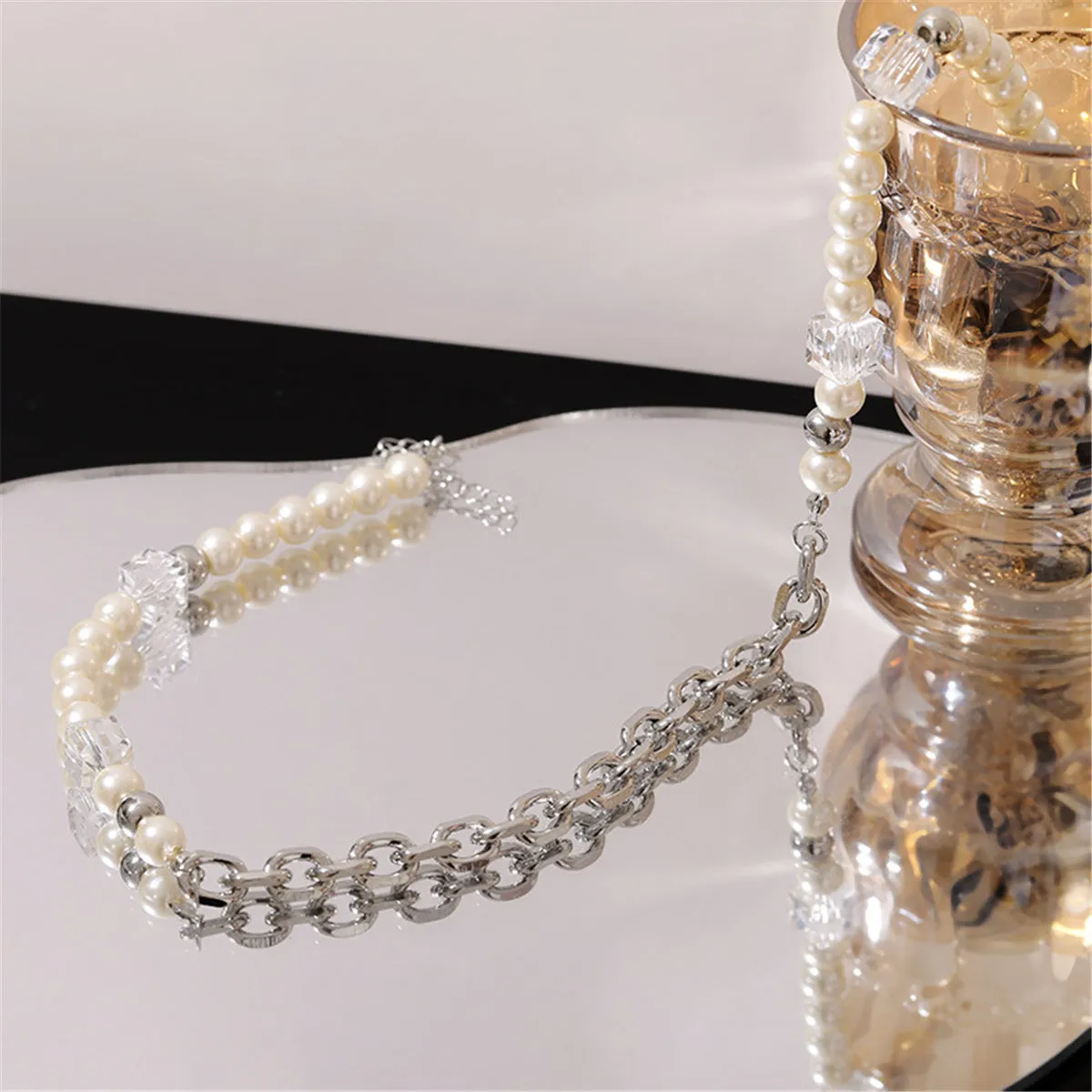 Pearl & Crystal Silver-Plated Cable Chain Beaded Necklace