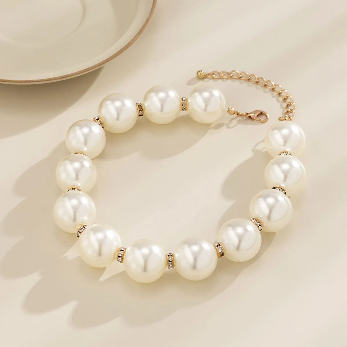 Pearl & Cubic Zirconia 18K Gold-Plated Statement Choker Necklace