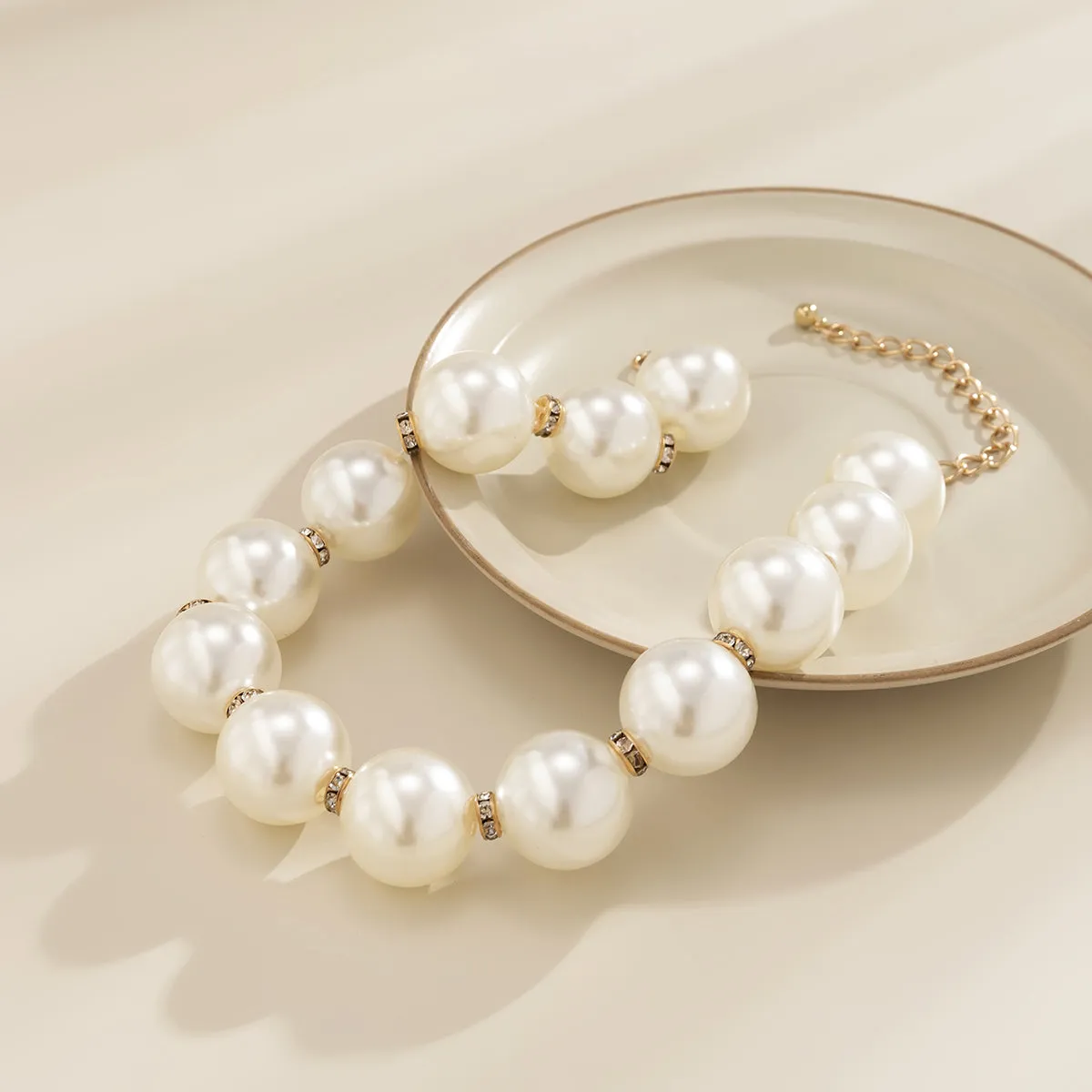 Pearl & Cubic Zirconia 18K Gold-Plated Statement Choker Necklace