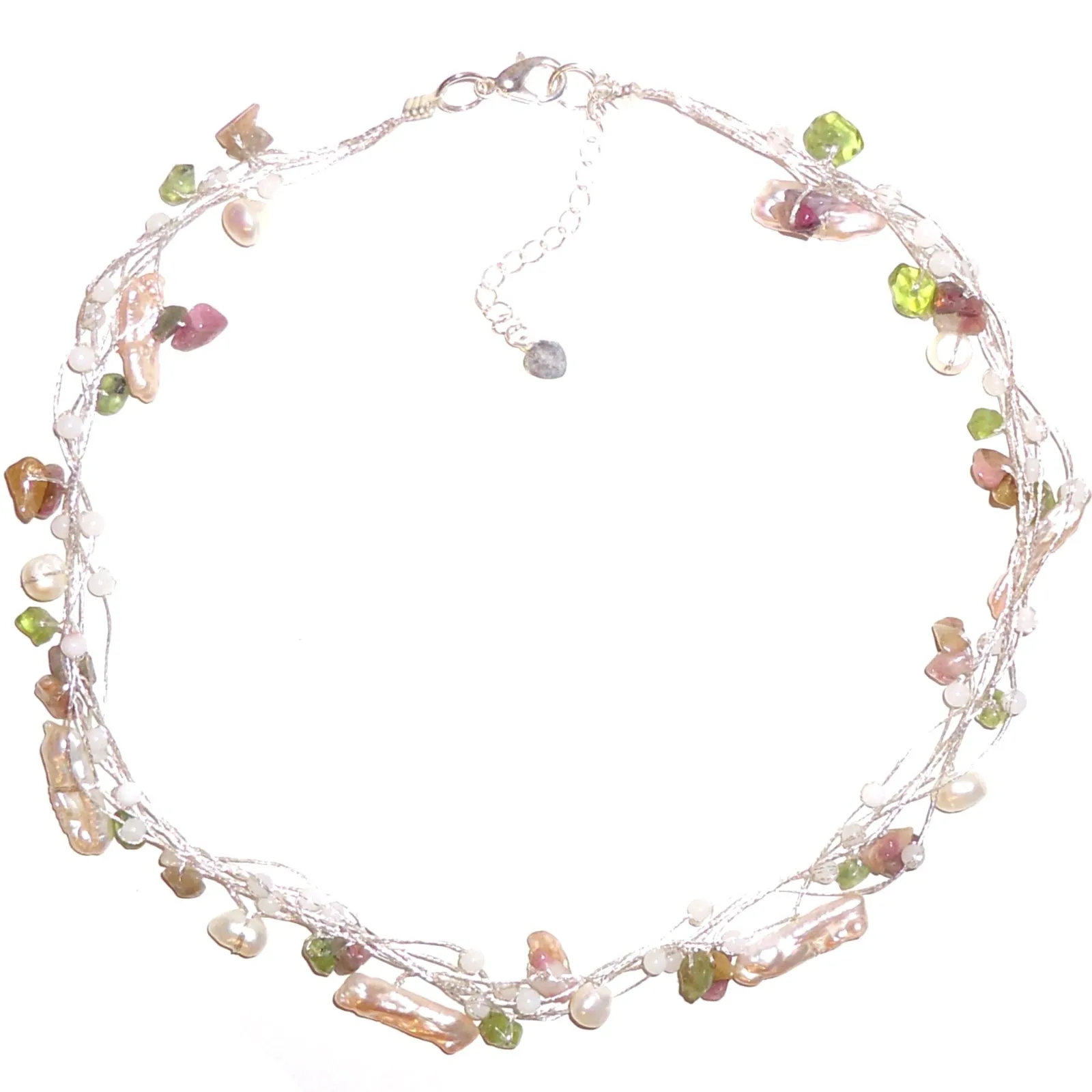 Pearl & Stone Necklace - Pink/Lime