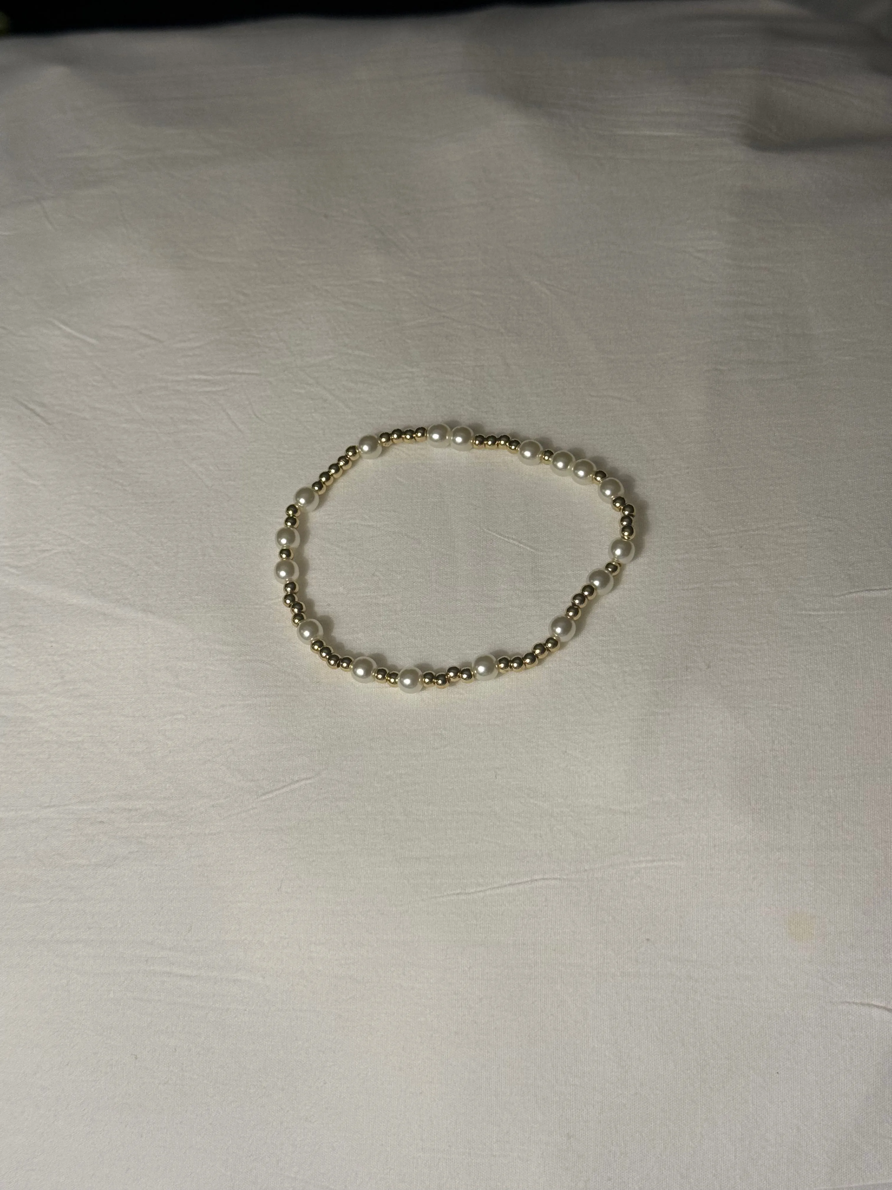 Pearl and Gold Stackable Bracelets