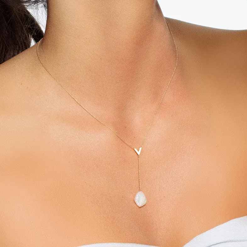 Pearl Drop Lariat Necklace