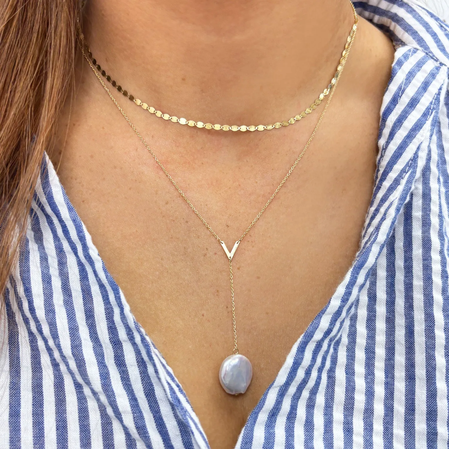 Pearl Drop Lariat Necklace