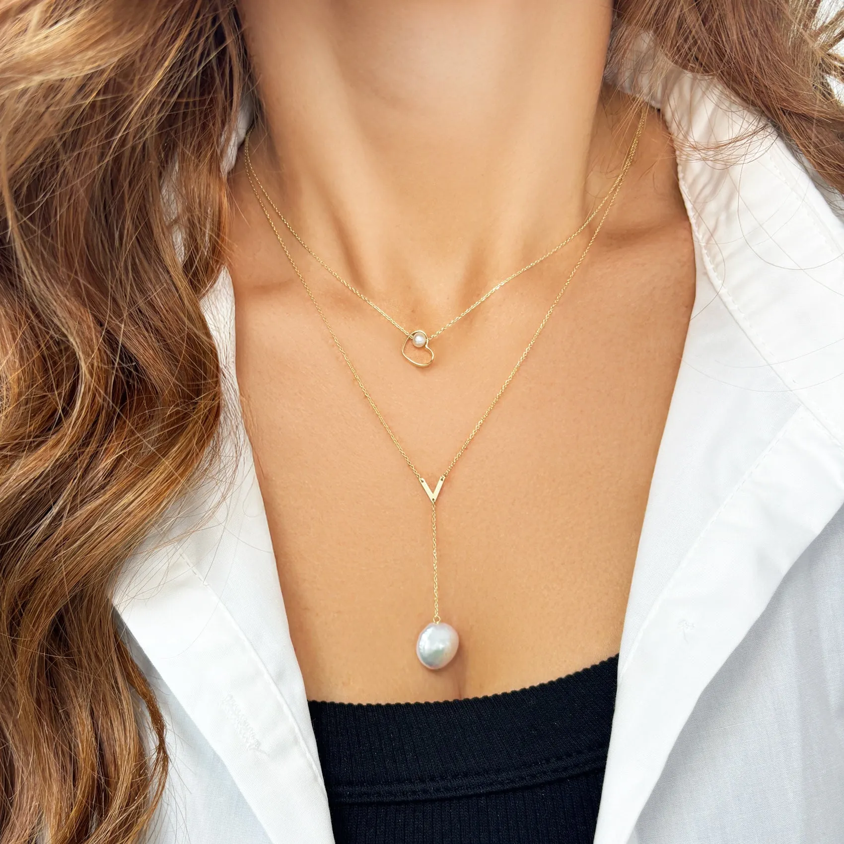 Pearl Drop Lariat Necklace