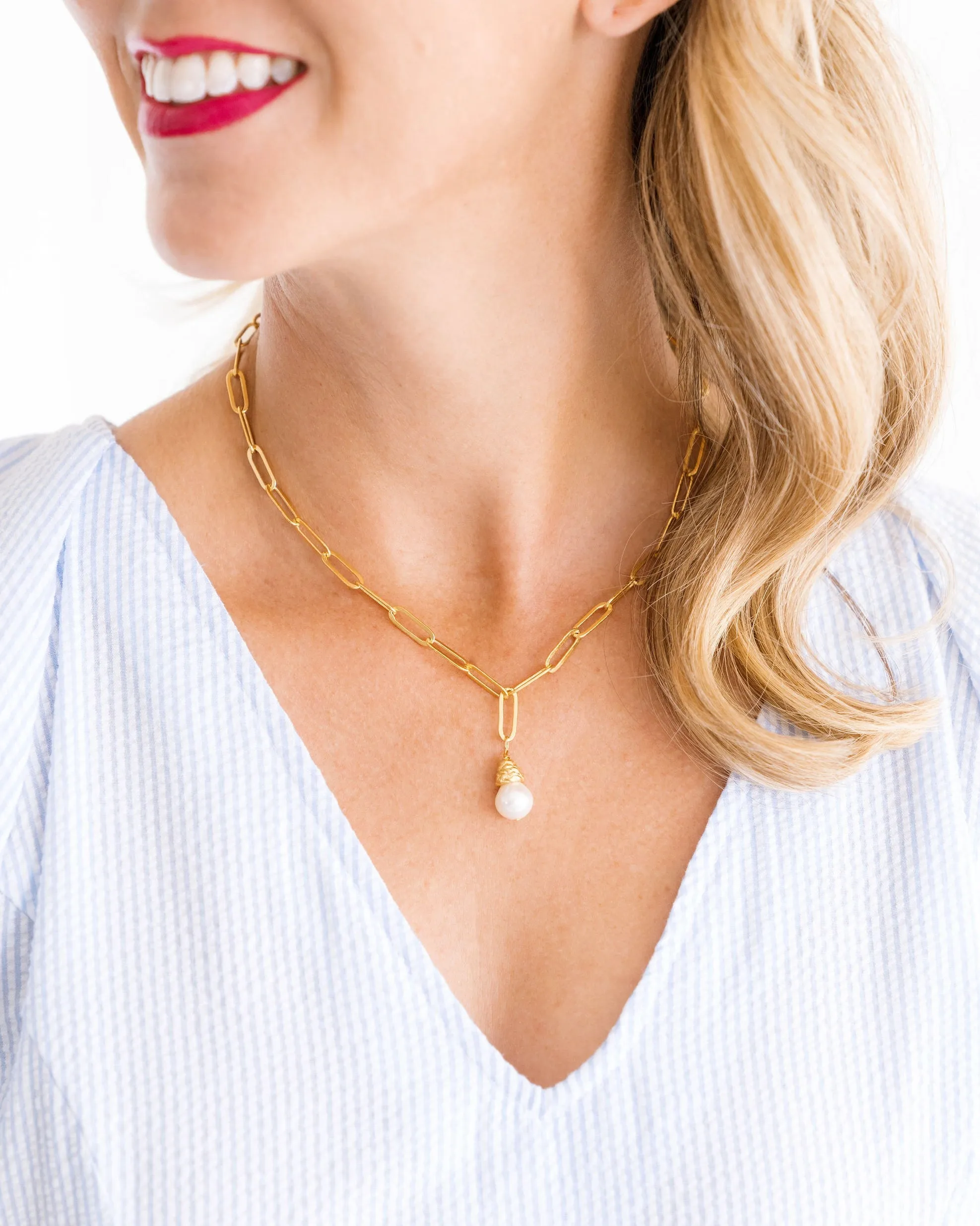 PEARL PAPERCLIP NECKLACE