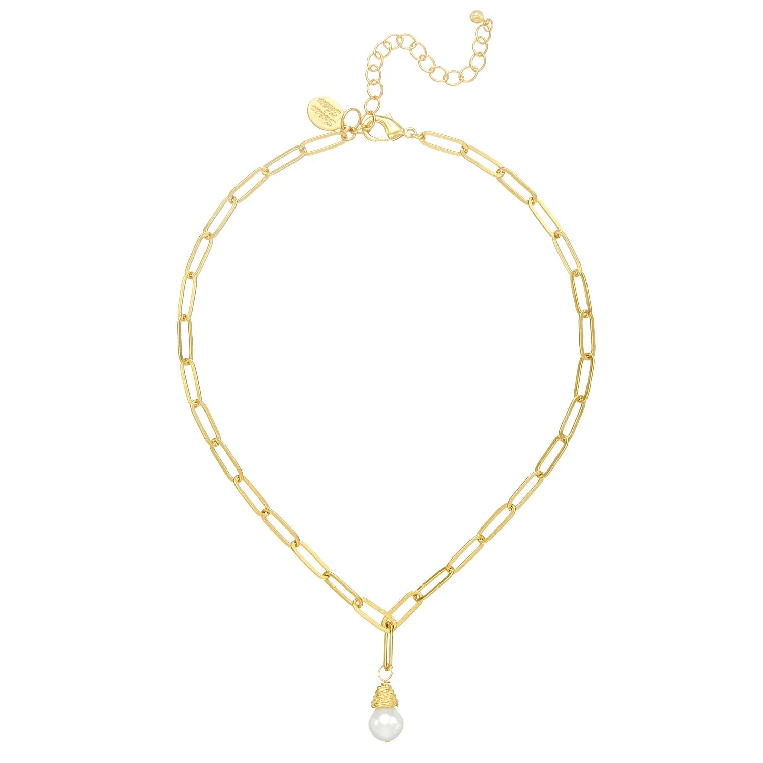 PEARL PAPERCLIP NECKLACE
