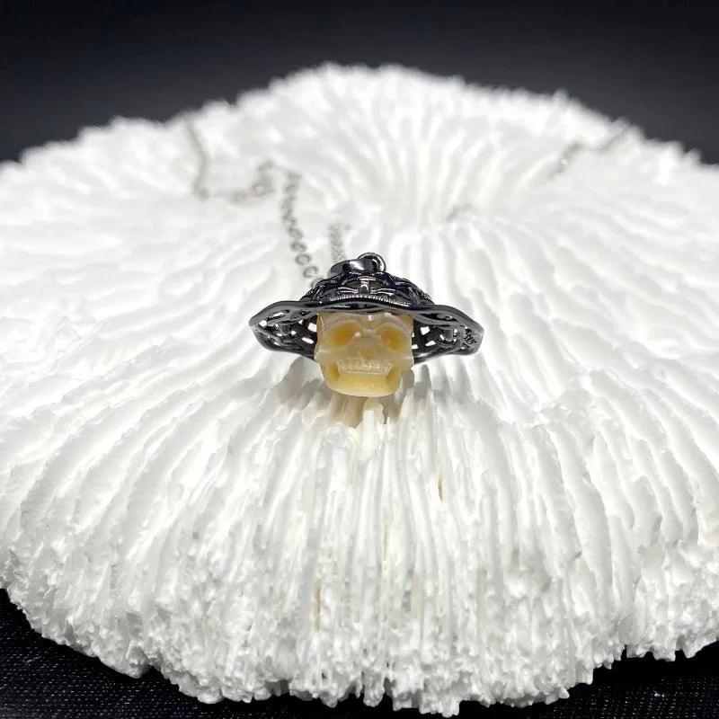 Pearl Skull Straw Hat Necklace