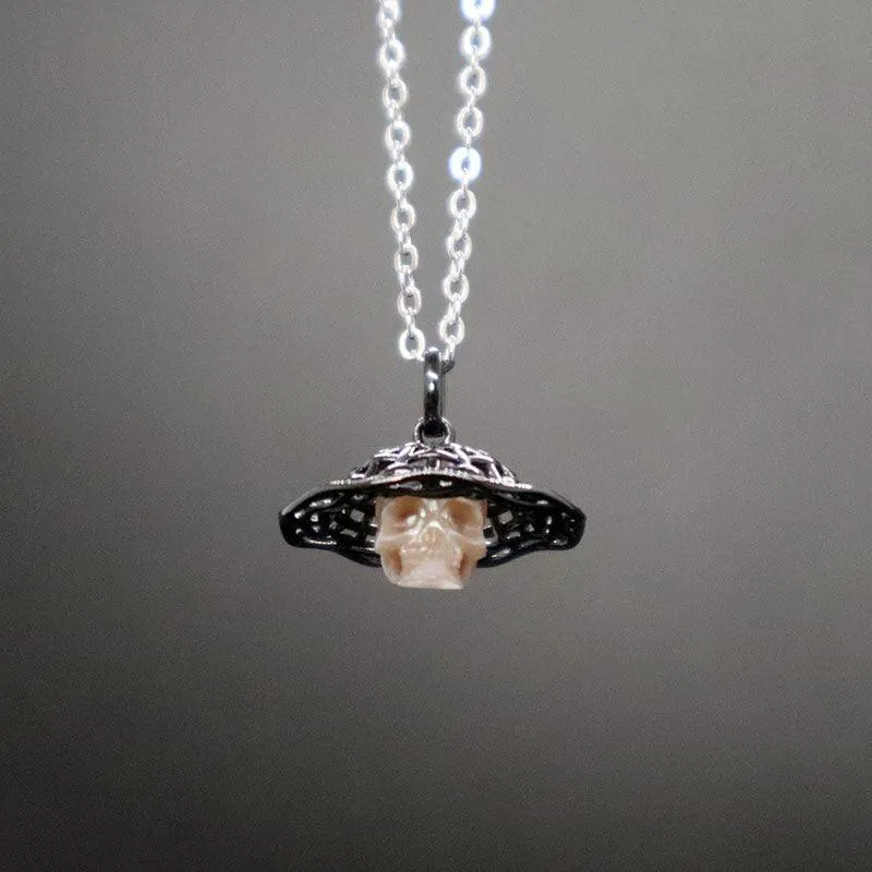 Pearl Skull Straw Hat Necklace