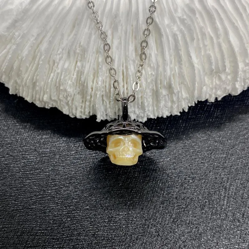 Pearl Skull Straw Hat Necklace