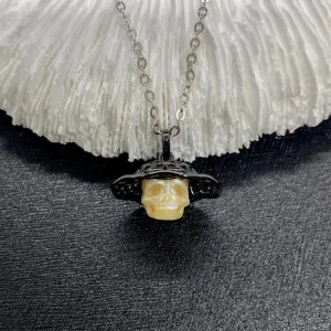 Pearl Skull Straw Hat Necklace
