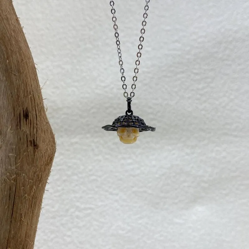 Pearl Skull Straw Hat Necklace