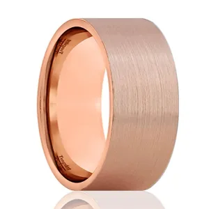 PERCY | Rose Gold Tungsten Ring, Brushed, Flat