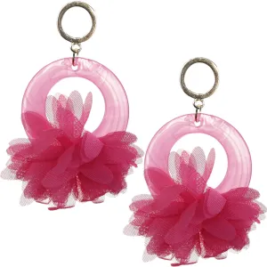 Pink Chiffon Open Circle Drop Earrings