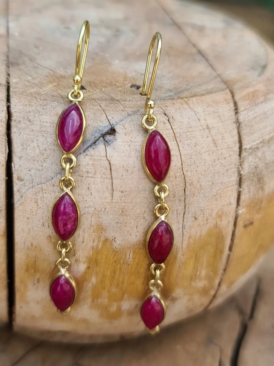 Pink Ruby Drop Earrings