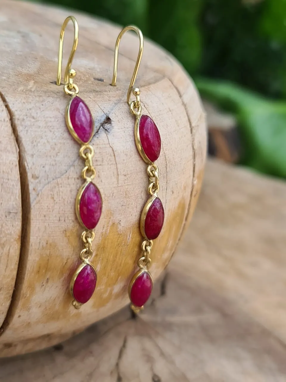 Pink Ruby Drop Earrings