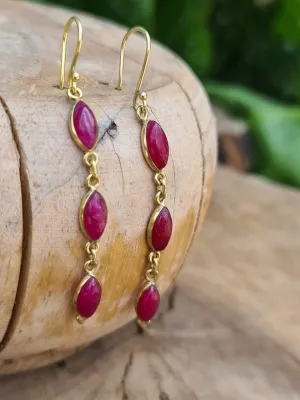 Pink Ruby Drop Earrings