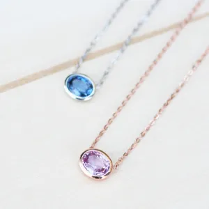 Pink Sapphire Necklace with Gold Chain