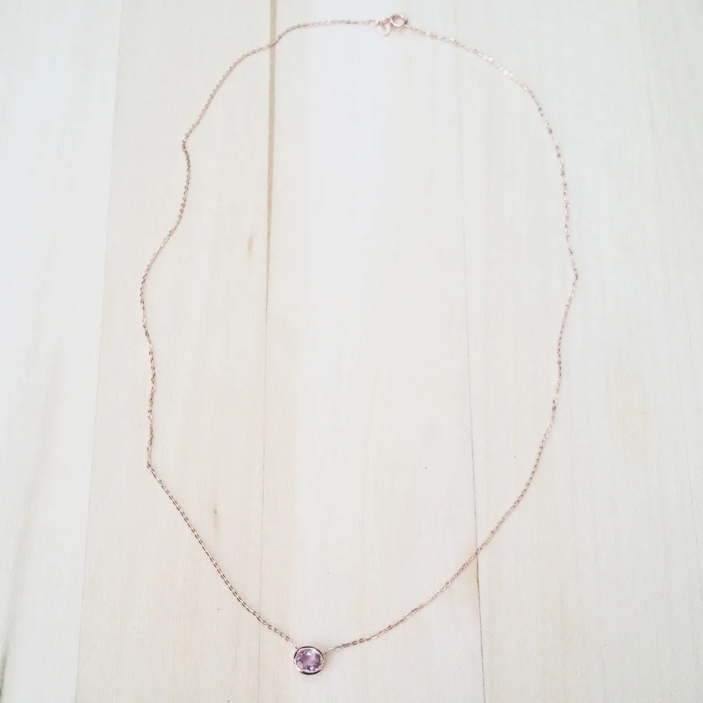 Pink Sapphire Necklace with Gold Chain