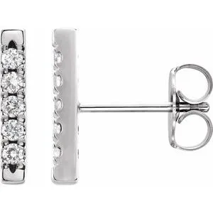 Platinum 1/8 CTW Diamond French-Set Bar Earrings