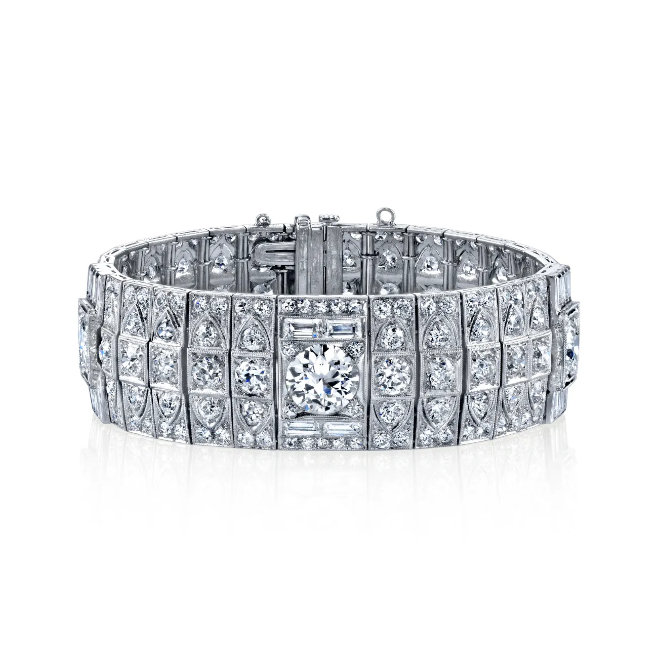 Platinum 19.7ct Antique Diamond Bracelet with Euro Rounds