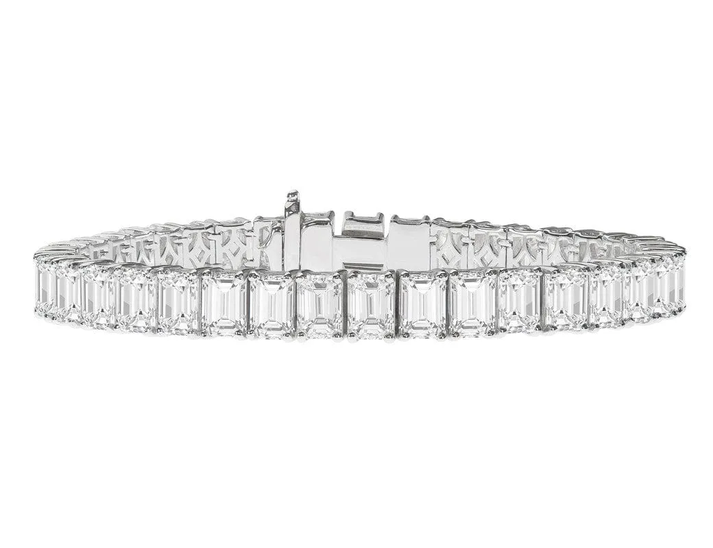 Platinum 28.05ctw Emerald Cut Diamond Block Bracelet