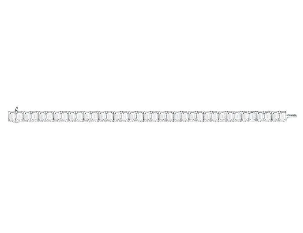 Platinum 28.05ctw Emerald Cut Diamond Block Bracelet