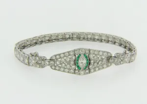 PLATINUM DIAMOND AND EMERALD BRACELET