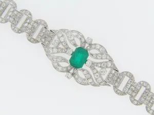 PLATINUM EMERALD AND DIAMOND BRACELET