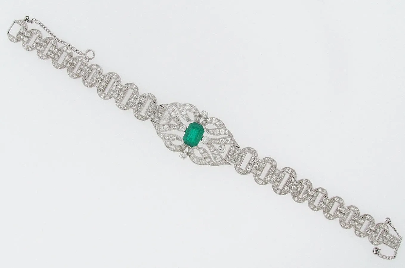 PLATINUM EMERALD AND DIAMOND BRACELET