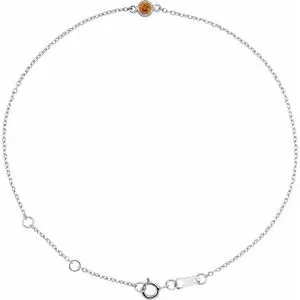 Platinum Natural Citrine Bezel-Set Solitaire 6 1/2-7 1/2" Bracelet