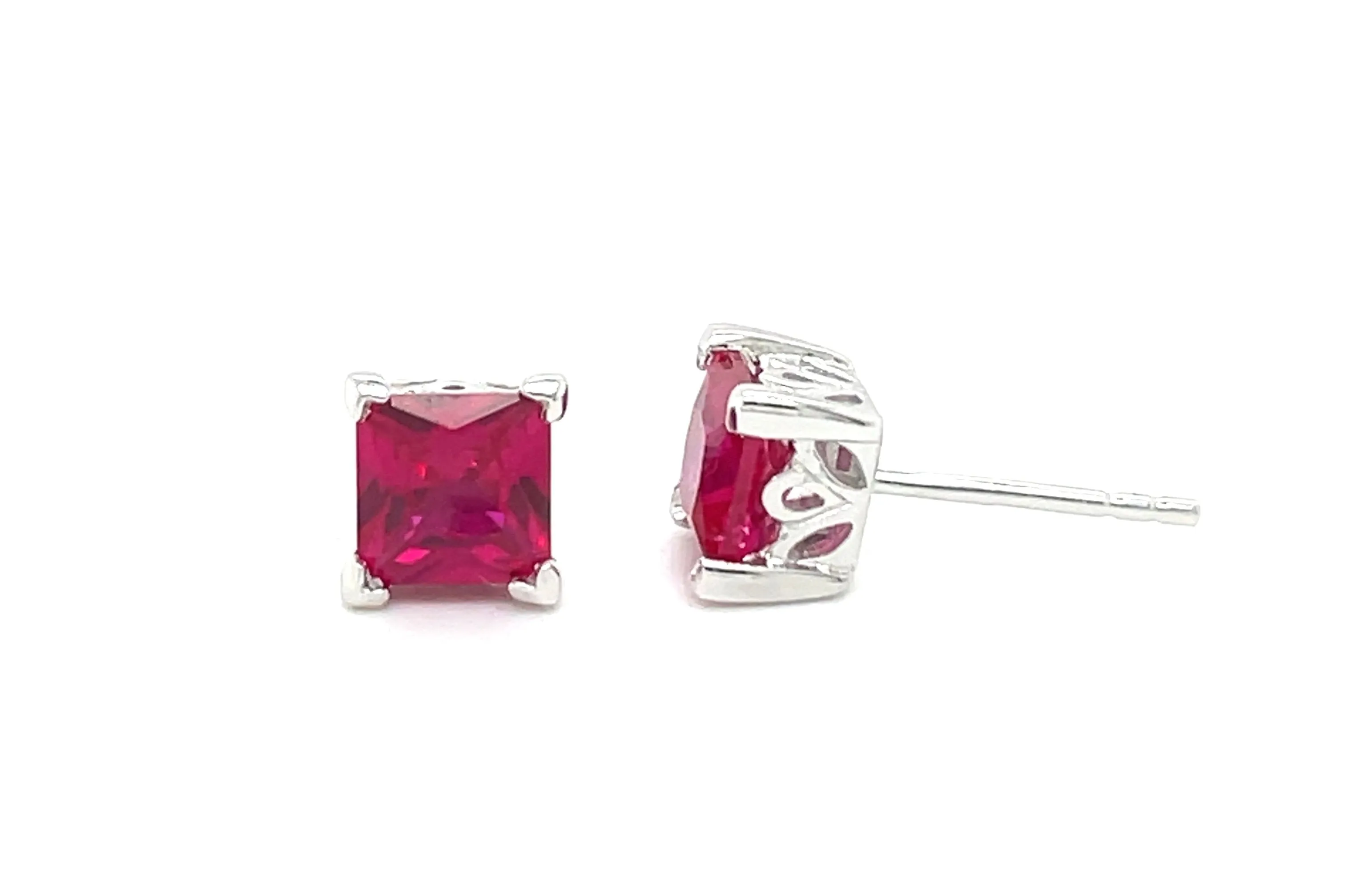 Princess Cut Ruby Earrings