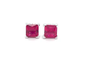 Princess Cut Ruby Earrings